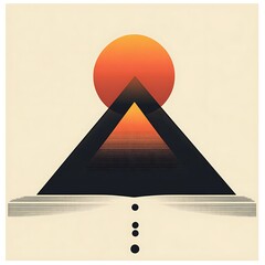 Sticker - Abstract pyramid sunset open book illustration