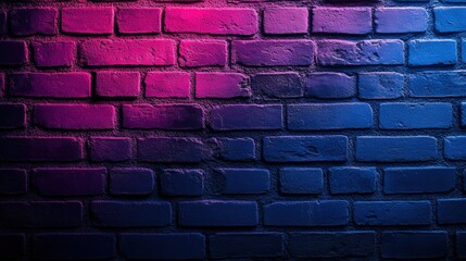 Poster - Dark Blue Brick Wall with a Stunning Pink and Purple Gradient Lighting for Background or Texture Design in Creative Projects