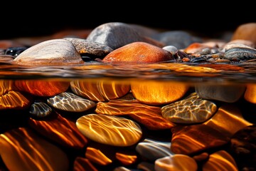 Poster - A hyper-realistic close-up of the Virgin River in Zion, with every ripple, pebble, and reflection captured in intricate detail under natural light