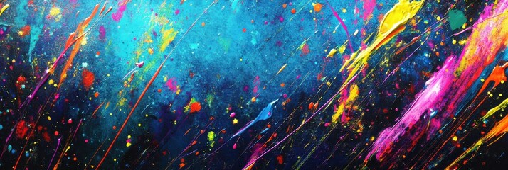 Poster - Bright streaks of abstract paint create a vivid texture with bold colors and dynamic movement