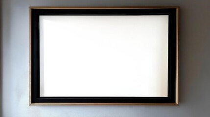 Poster - large black window frame with white background creating an elegant and minimalist display ideal for 