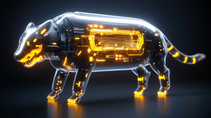 Aufkleber - digital model of futuristic animal with glowing circuitry, showcasing advanced technology and design. This unique creation blends organic and mechanical elements seamlessly