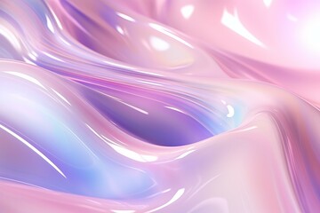 Poster - pastel pink and purple holographic liquid waves creating an abstract background