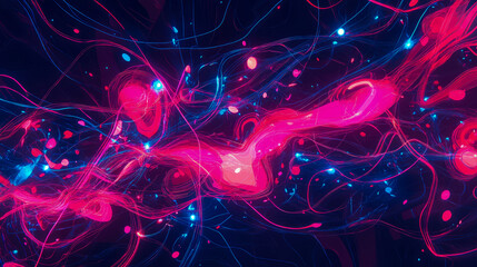 Leinwandbilder - Neon Swirls: An Abstract Composition of Pink and Blue Hues