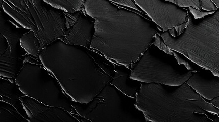 Poster - Abstract Deep Black Texture of Old Paper with Unique Cracks and Layers for Creative Design and Background Use