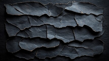 Poster - Textured Deep Black Paper Background with Torn Edges and Old Appearance for Artistic and Design Use