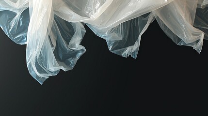 Poster - Wrinkled Plastic Wrap Texture on Solitary Black Background Captured in High-Detail Image