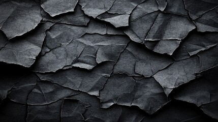 Poster - Detailed Texture of Old, Crumpled Black Paper with Depth and Intrigue for Artistic and Design Projects