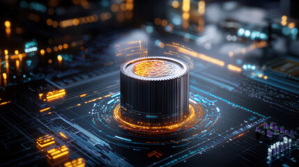 Poster - high resolution visual of cognitive system at work, showcasing intricate circuits and glowing elements, representing advanced technology and innovation