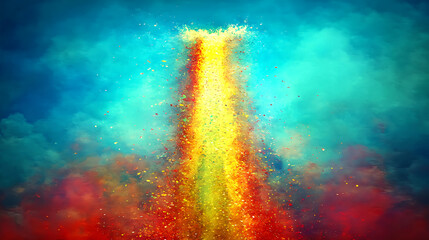 Poster - Colorful waterfall eruption fantasy landscape digital art vivid colors abstract scene creative vision