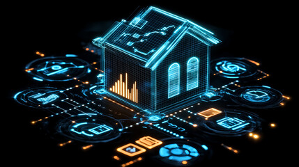 Poster - Smart home technology integration digital environment 3d visualization urban setting modern concept