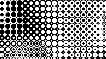 Poster - Halftone Dots Background Round Circle Pattern Animation In Black And White 