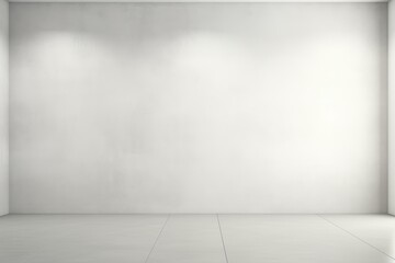 Poster - Minimalist white room with tiled floor and spotlights projecting on a wall, ideal for showcasing products or designs