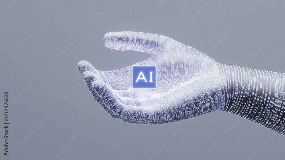 Hand Sign Ai AI in the Palm of Your Hand: A futuristic, stylized image depicting a ...