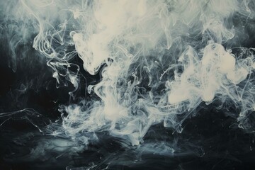 Poster - White ink is making abstract forms while dissolving in water, perfect for backgrounds or overlays
