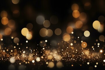 Poster - Golden particles and bokeh lights creating festive background for christmas or new year's eve