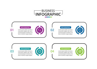Wall Mural - 4 steps infographics design template, vector illustration