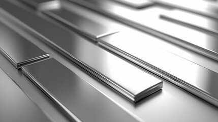 Poster - Abstract metallic silver rectangular bars pattern.
