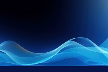 Fototapete - Abstract blue light wave is flowing on dark background