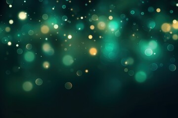 Poster - Abstract green and gold bokeh lights creating a magical festive atmosphere, perfect for holiday or celebration themed projects