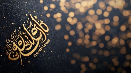 Wall Mural - Depiction of Ramadan Kareem Calligraphy in Golden Tones