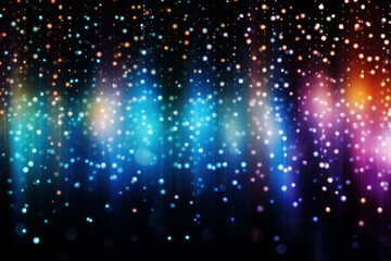 Poster - Colorful bokeh lights falling against a dark background, creating a festive and celebratory atmosphere