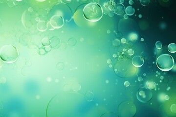 Poster - Floating bubbles create a soft, dreamy atmosphere in this green abstract background, perfect for wellness, beauty, or nature themed projects
