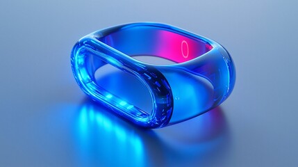 Poster - Futuristic blue transparent smart ring with glowing display.