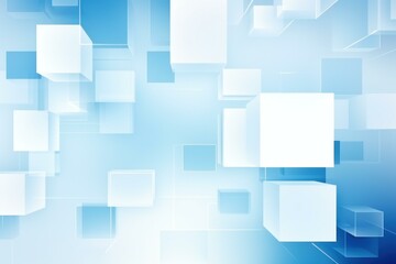 Leinwandbilder - White and transparent cubes floating on a light blue background create a modern and geometric design