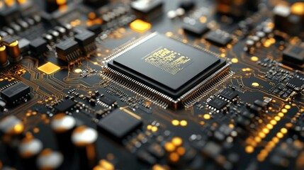 Poster - Close-up of a Microchip on a Circuit Board