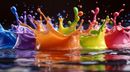 Poster - Vibrant Rainbow Paint Splash Colorful Liquid Explosion Abstract Art Background