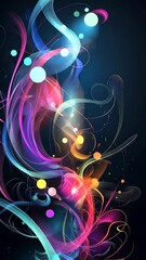 Poster - Vibrant colored smoke gently rising, swirling dynamically against dark background, creating mesmerizing visual flow with elegant, ethereal movement and gradient patterns