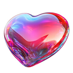Poster - Heart shaped glass object with light reflection on smooth surface for decorative use isolated on transparent background.