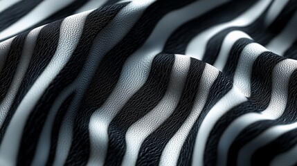 Poster - Waves of black and white intertwine, forming a captivating zebra print pattern that plays with light and shadow, evoking elegance and wild beauty in fabric