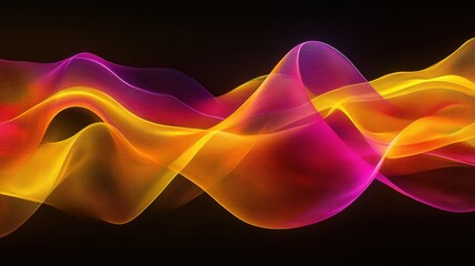 Wall Mural - Vibrant abstract art composition digital realm visual artwork neon colors dynamic viewpoint flowing curves impact