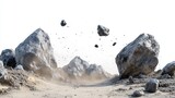 Stones and Boulders in Dynamic Motion with Flying Debris Effect