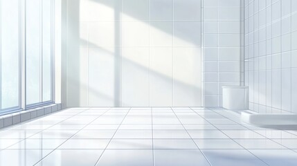 Poster - bright and clean bathroom interior with natural light and tiles