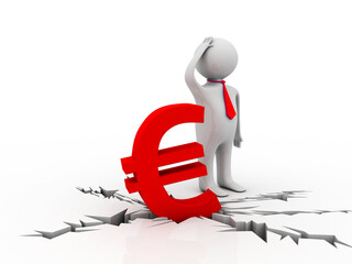 Poster - 
3D rendering euro currency with business people