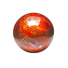 Wall Mural - Red and white marble ball placed on a smooth black background with high contrast and clear details isolated on transparent background.