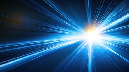 Poster - Abstract neon scene of glowing lines and rays converging in a dark tunnel, creating a futuristic perspective and sense of motion.