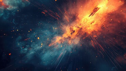Poster - an energetic abstract background with rays of light and bursts of color radiating outward, conveying