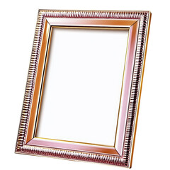 Pink frame with gold border for artwork or photography display on white background isolated on transparent background.