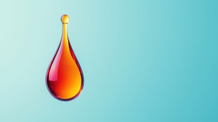Poster - Elixir of Life Concept, Glowing Red Droplet of Elixir Suspended Mid-Air with Soft Blue Background