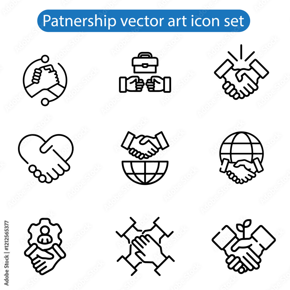 Partnership icon vector with outline style isolated on white background ...