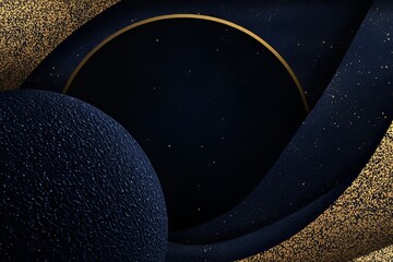Poster - A background featuring an abstract black and gold circle with stars.