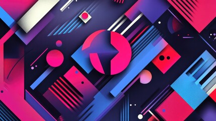 Poster - Abstract geometric background with dynamic shapes and vibrant colors like pink and blue