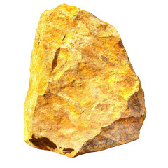 Poster - Large yellow rock positioned on a solid black background showcasing natural texture and color contrast isolated on transparent background.