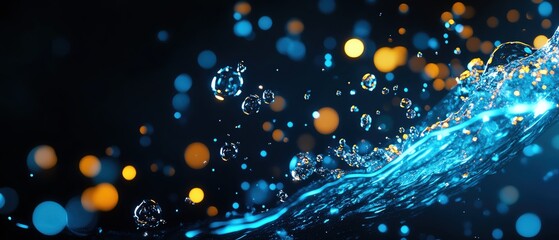 Poster - Vibrant water droplets and bubbles create a stunning visual in bright colors.