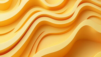 Poster - Abstract folded paper effect with a bright colorful yellow background featuring a maze made of paper in 3D rendering