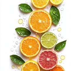 Poster - citrus spa border, isolated on white background